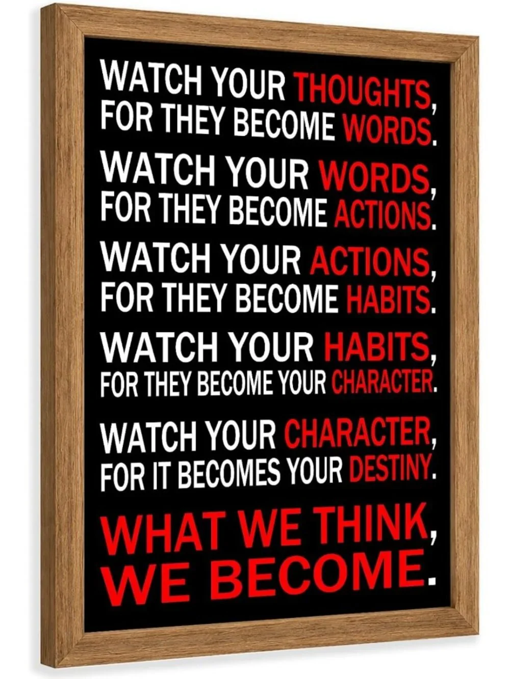 Framed Motivational Poster - 'Watch Your Thoughts' 12x16 Wall Art for Office